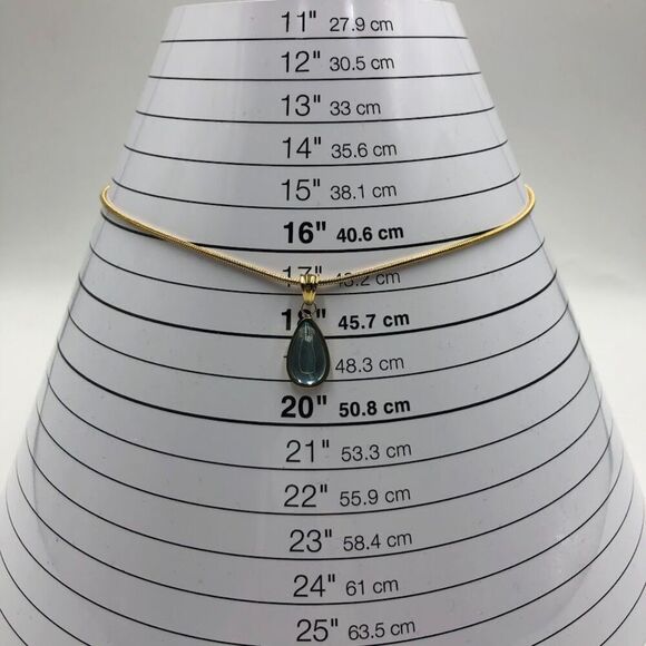 18K Gold Plated Women's Faux Blue Gem Teardrop Necklace Waterproof Elegant - Picture 9 of 12